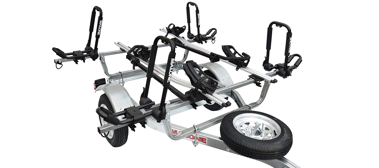 1Trailer, 1Spare Tire Kit, 2 JPro2, 2Tray Style Bike Racks